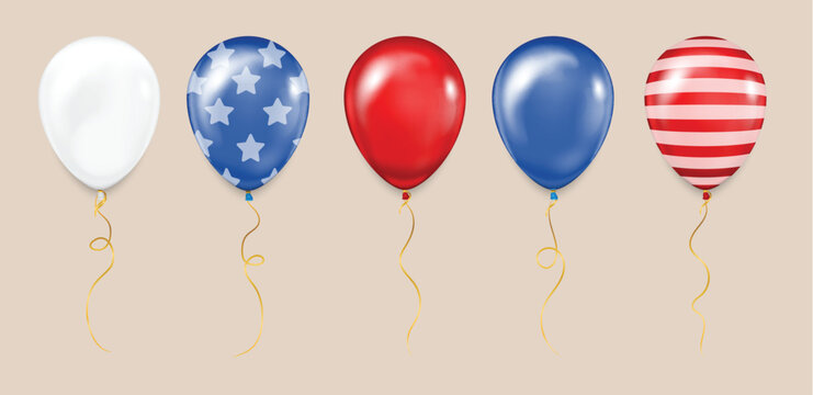 Collection of balloons with USA flag 4th of july