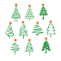 Hand drawn christmas tree collection vector