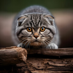 Behold the captivating details of a Scottish Shorthair in a stunning close-up. Discover the irresistible charm and distinctive features of this magnificent breed.