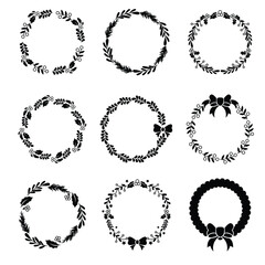 Christmas monogram round frame, christmas sign vector