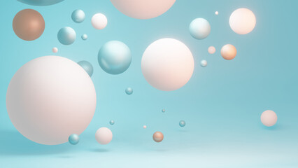 Sleek Metallic Spheres in Soft Tones: Versatile 3D Illustration for Modern Designs
