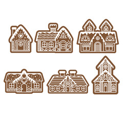 Hand drawn gingerbread houses collection