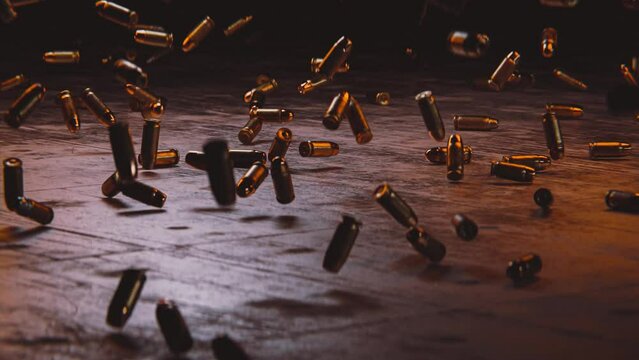 Bullets falling on the concrete, 3d animation