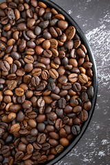 Coffee beans on metal tray