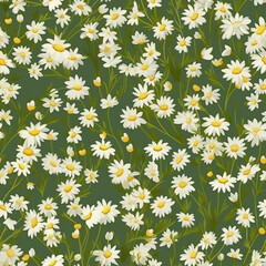 Chamomile flowers on a green background.