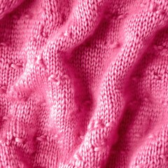 Fototapeta na wymiar Pink wool fabric. Close up of pink knitted textured background. generative ai
