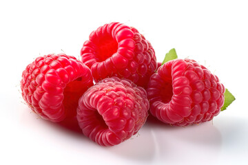 Raspberries on a white studio background generative ai