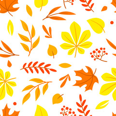 Fototapeta na wymiar Pattern with autumn leaves. Beautiful decorative natural plants and foliage.