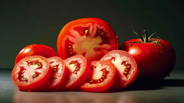 A fresh tomato, chopped - Generative IA