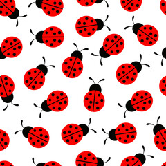 Seamless wallpaper ladybug. Vector continuous background.