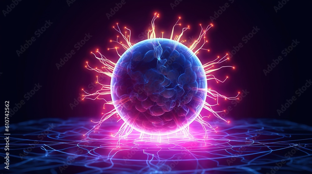 Canvas Prints plasma ball on black. plasma ball with binaries. generative ai