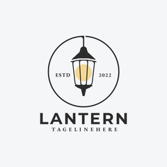 lantern vintage logo icon design, street lamp logo illustration design