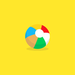 Beachball vector abstract with shadow and yellow background