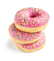 Sweet donuts on white background