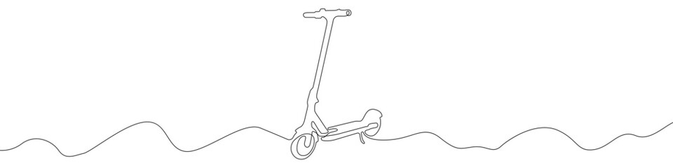 Electric scooter line continuous drawing vector. One line Electric scooter vector background. Electric scooter icon. Continuous outline of a Electric scooter.