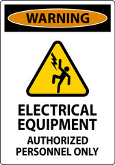Warning Label Electrical Equipment, Authorized Personnel Only