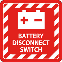 Battery Disconnect Switch Sign On White Background