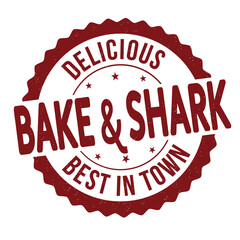 Bake and Shark grunge rubber stamp