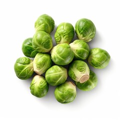 Brussels Sprouts Isolated on a White Background. Generative AI