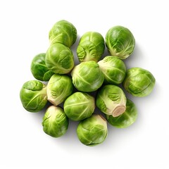 Fototapeta premium Brussels Sprouts Isolated on a White Background. Generative AI