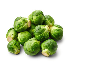 Fototapeta premium Brussels Sprouts Isolated on a White Background. Generative AI