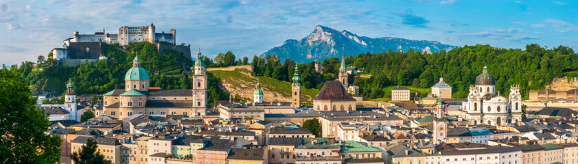 Fototapeta na wymiar Old town of Salzburg, Austria, at sunrise in summer