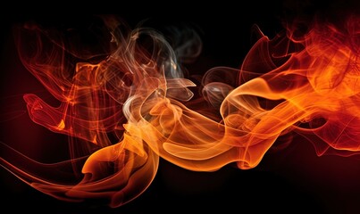  a close up of a red and yellow smoke on a black background with a black background and a red and yellow smoke border on the left side of the image.  generative ai