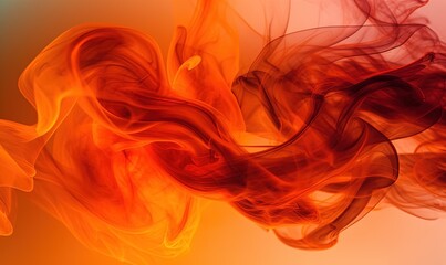  a red and yellow smoke is in the air with a blurry background of orange and red smoke in the foreground, with a blue sky in the background.  generative ai