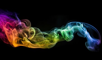 a colorful smoke is shown on a black background with a black background and a black back ground with a black back ground and a black background with a.  generative ai