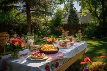 Fototapeta premium Celebrating the Beauty of Spring: A Vibrant Outdoor Pfingsten Gathering with Family and Friends 