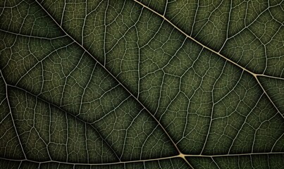  a close up view of a green leaf's leaf vein, showing the structure of the leaf's leaves and the structure of the structure.  generative ai