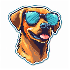Dog with Sunglasses sticker, generative ai 