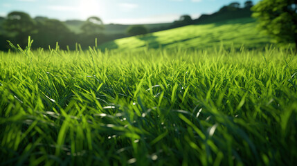 Fototapeta premium green field, nature background, generative ai 