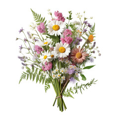 Obraz premium rustic bouquet of wildflowers and greenery on white background 