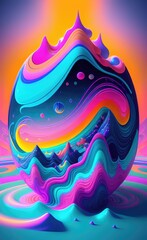 Abstract 3d render shape, design element illustration with vibrant blue, pink and purple color tone.