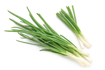 Fototapeta premium Fresh green onion on white background