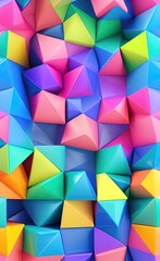 Colorful low poly triangular shapes geometric background with vibrant color tone. - 610753150