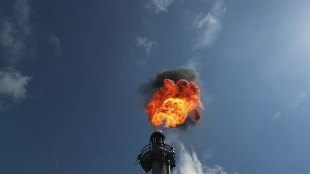 Industrial oil refinery gas flare, Immingham