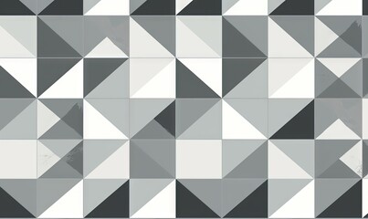  a black and white pattern of triangles on a tile wall with a grungy effect to the middle of the image and the bottom half of the image.  generative ai