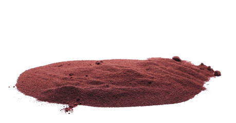 Aronia berries, Chokeberry in powder isolated on white, side view