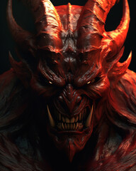 devil close up, hell king character, generative ai 