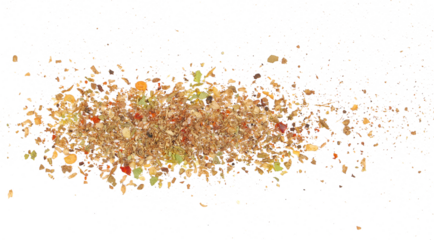Garam masala, minced spice blend, mix black pepper, coriander, cumin, garlic granules, allspice, sea ​​salt, ground chili peppers, cinnamon, cloves grain, chopped ginger, bay leaves isolated on white