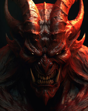 devil close up, hell king character, generative ai 