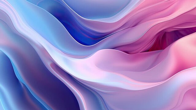 Abstract liquid wave video, creative psychedelic and calming wavy plastic texture moving, high quality resolution motion backdrop for business or marketing purposes, feminine palette