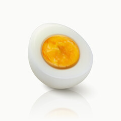 Vector 3d Realistic Chicken Egg. Peeled Boiled Chicken Egg, Hard-Boiled Chicken Egg With Yolk Closeup Isolated, Cut in Half, Front, Side View