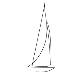 Continuous one line drawing of sailboat. Business icon. Vector illustration