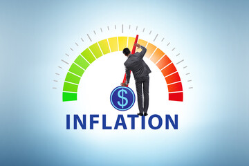 Businessman in the high inflation concept