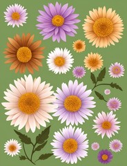 Fototapeta premium Aster Flower Generative Art
