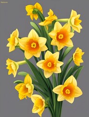 Daffodil Flower Vector Generative Art