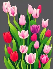 Fototapeta premium Tulip Flower Vector Generative Art
